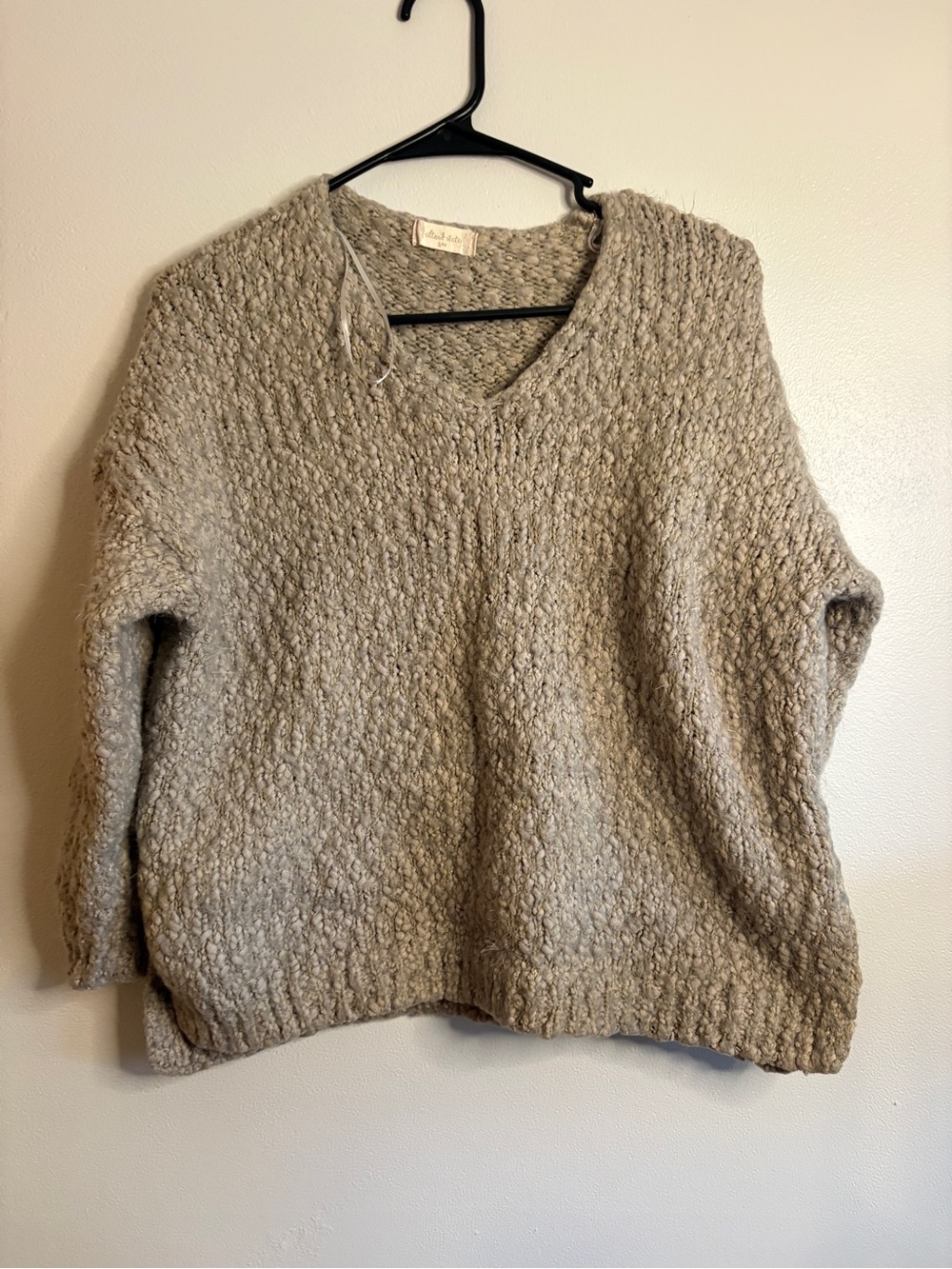 Altar'd State Chunky V-Neck Sweater in Taupe
